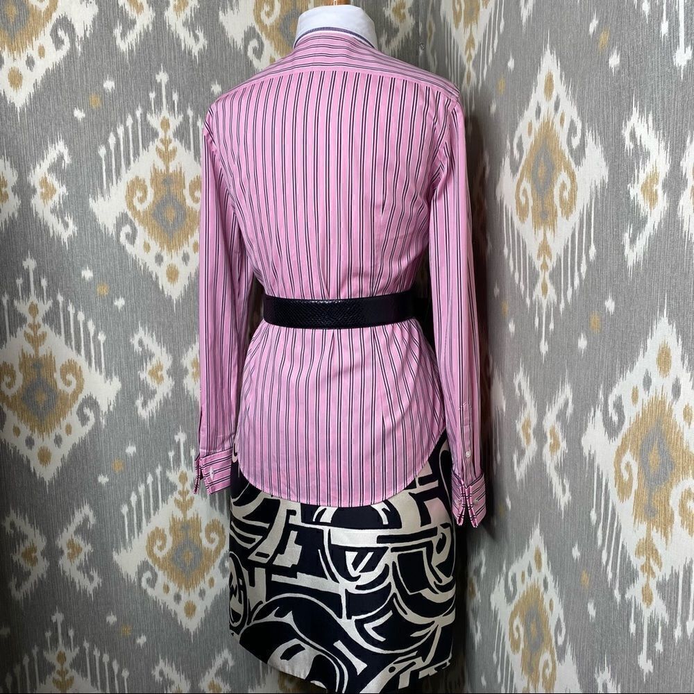 Ralph Lauren ~ Pink Shadow Stripe Polished Cotton Slim Fit Button Up Shirt - Picture 14 of 16